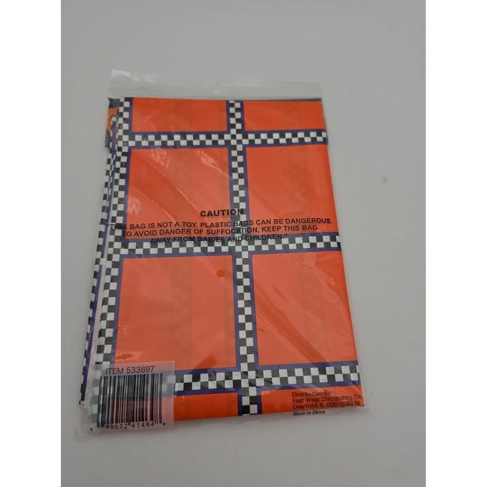 Vtg Nos Plaid Check Tablecloth Orange, Purple & Black Halloween 54